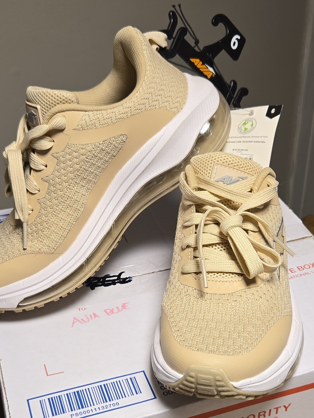 Avia Women’s Beige Knit Air-Cushion Sneakers